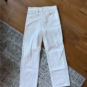 MOTHER The Rambler Ankle White Denim Jeans